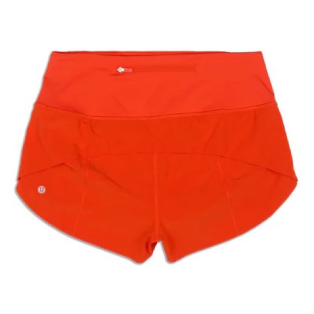 Lululemon workout running shorts red orange